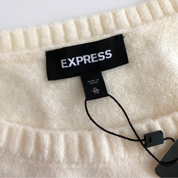 NWT Chevron Beaded Blouson Sleeve Sweater express Womens size XL sequin disconti - Picture 7 of 13